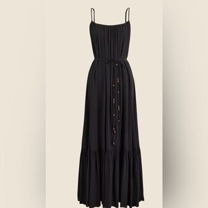 J.Crew Elegant Black Maxi Dress with Beaded Detail